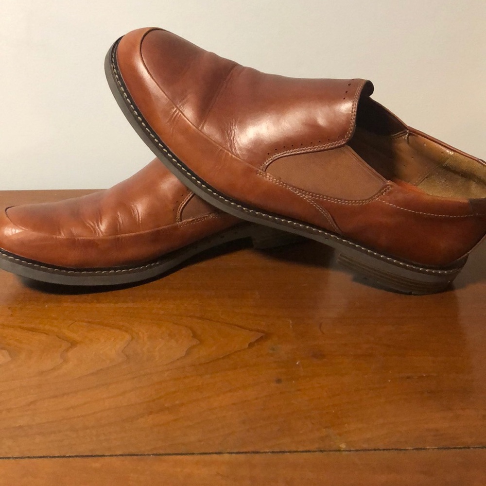 Brown leather loafers